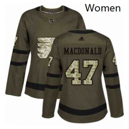 Womens Adidas Philadelphia Flyers 47 Andrew MacDonald Authentic Green Salute to Service NHL Jersey